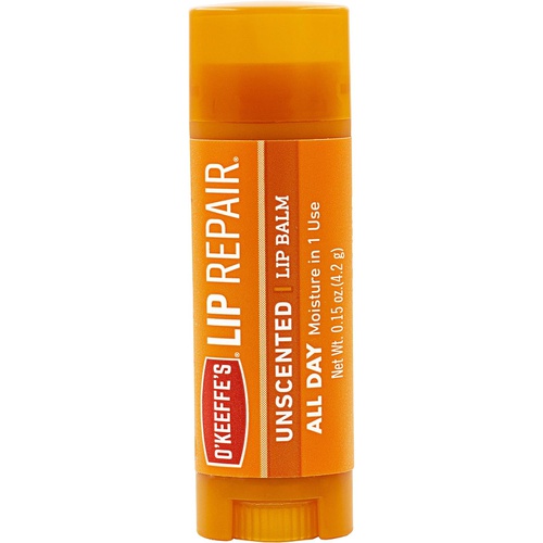  OKeeffes Unscented Lip Repair Lip Balm for Dry, Cracked Lips, Stick, Twin Pack, Clear, K0700432
