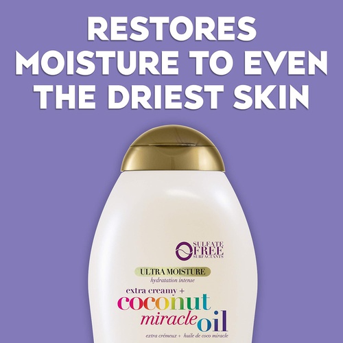  OGX Extra Creamy + Coconut Miracle Oil Hand-to-Heel Body Cream with Vanilla Bean, Fast-Absorbing Body Lotion for Dry Skin, Paraben-Free and Sulfated-Surfactants Free, 6 fl oz