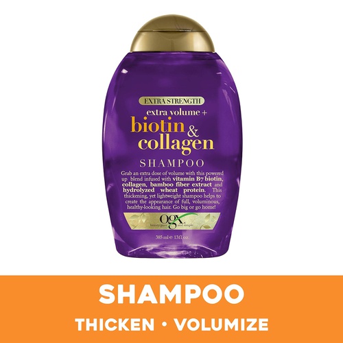  OGX Thick & Full + Biotin & Collagen Extra Strength Volumizing Shampoo with Vitamin B7 & Hydrolyzed Wheat Protein for Fine Hair. Sulfate-Free Surfactants for Thicker, Fuller Hair,