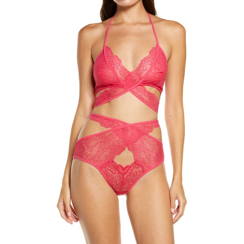  Oh La La Cheri Charlena Crossover Halter Bralette & High Waist Panties Set_BRIGHT ROSE