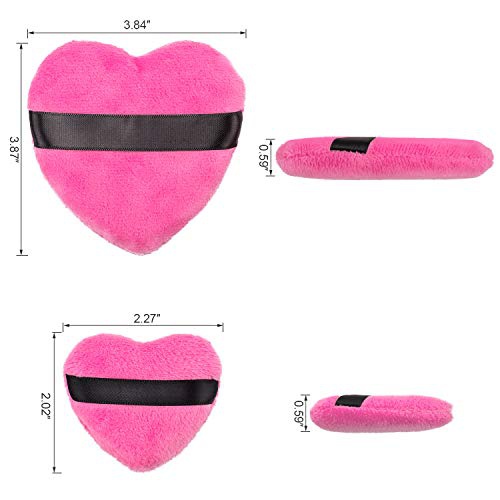  OIIKI 4PCS Makeup Blendiful Puffs, Cotton Powder Puff, Makeup Tool Beauty Sponges Blender Cleanser, in Love Shape with Strap, for Cosmetic (Gray+White+Rose+Black)