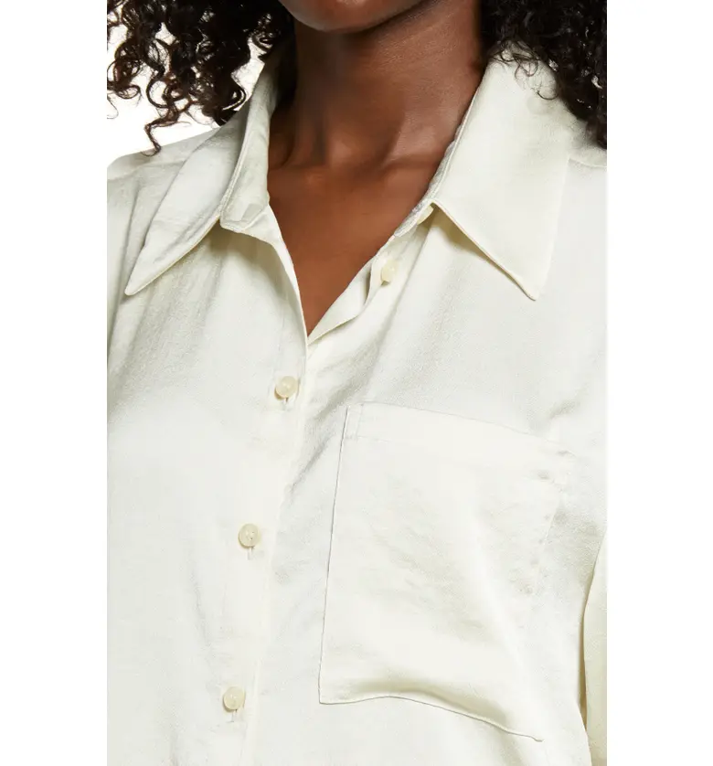  Open Edit Satin Button-Up Shirt_IVORY BONE