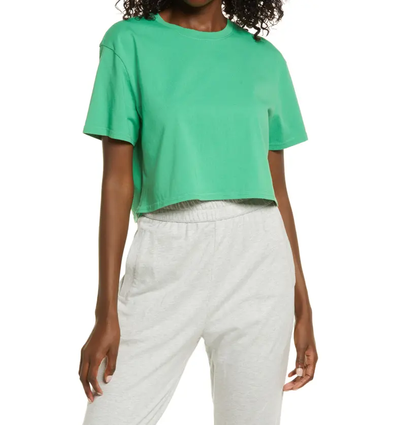 Open Edit Boxy Crop T-Shirt_GREEN GRASS