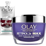 Olay Regenerist Retinol 24 Max Moisturizer, Retinol 24 Max Night Face Cream, Oz + Whip Face Moisturizer Travel/Trial Size Gift Set Fragrance free 1.7 Ounce