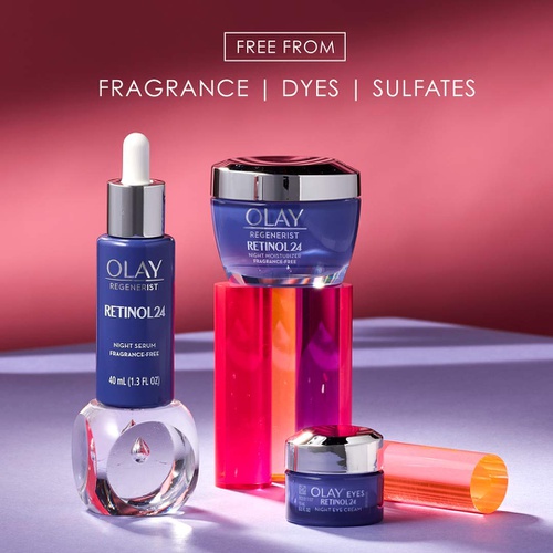  Olay Regenerist Retinol Face Serum, Retinol 24 Night Face Serum, 1.3oz + Whip Face Moisturizer Travel/Trial Gift Set