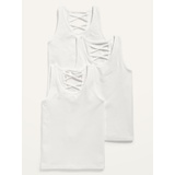 Solid Lattice-Back Tank Top 3-Pack for Girls Hot Deal