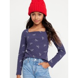 Long-Sleeve Pointelle-Knit Top for Girls