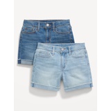High-Waisted Rolled-Cuff Midi Jean Shorts 2-Pack for Girls Hot Deal