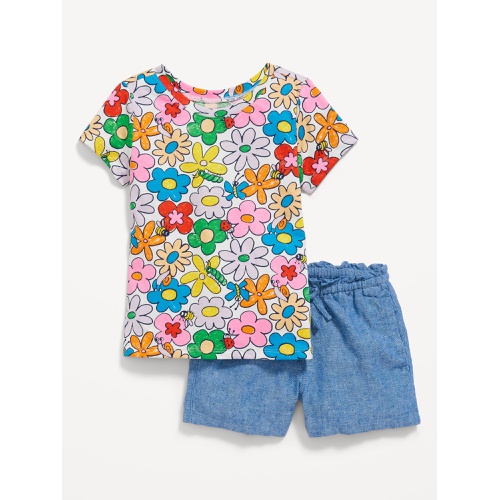 올드네이비 Printed T-Shirt and Solid Shorts Set for Toddler Girls