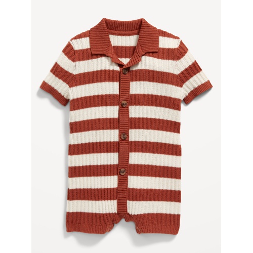 올드네이비 Striped Sweater-Knit Button-Front Romper for Baby