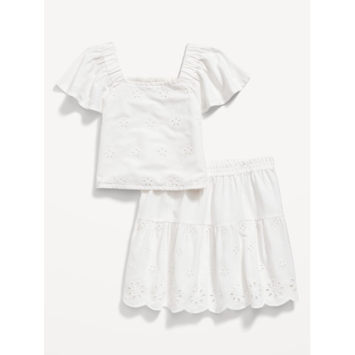 올드네이비 Flutter-Sleeve Floral Cutout Top and Skirt Set for Toddler Girls
