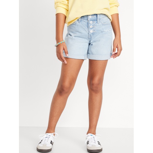 올드네이비 High-Waisted Button-Fly Ripped Jean Midi Shorts for Girls
