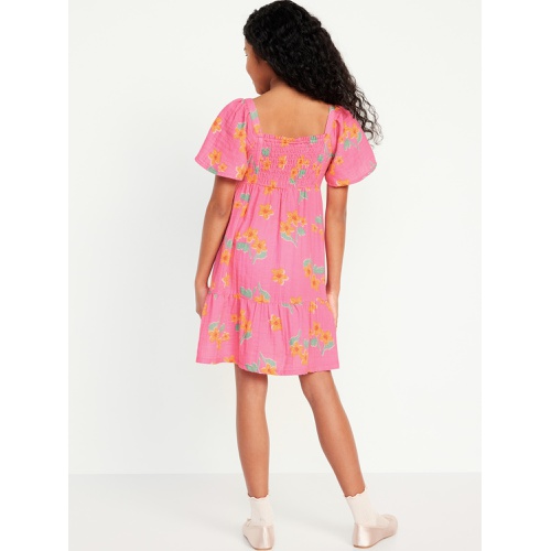 올드네이비 Printed Short-Sleeve Smocked Tiered Dress for Girls Hot Deal