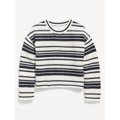 올드네이비 Striped Crochet-Knit Sweater for Girls