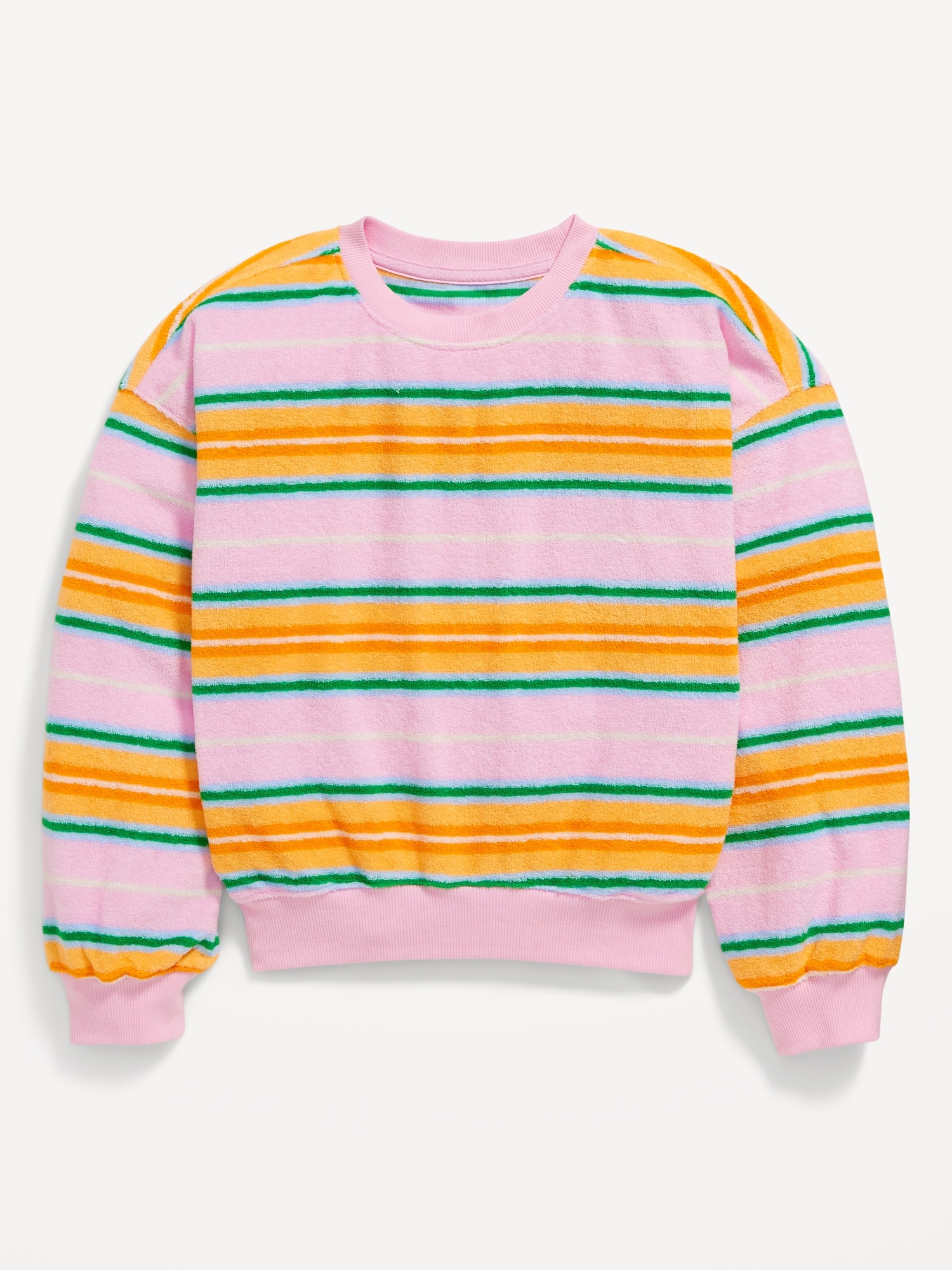 올드네이비 Striped Oversized Drop-Shoulder Sweatshirt for Girls