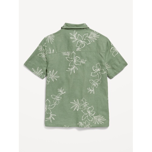 올드네이비 Printed Short-Sleeve Linen-Blend Pocket Shirt for Boys Hot Deal