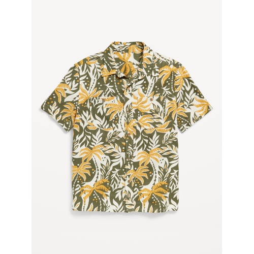 올드네이비 Printed Short-Sleeve Linen-Blend Pocket Shirt for Boys Hot Deal