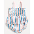 Sleeveless Smocked Ruffled One-Piece Romper for Baby Hot Deal