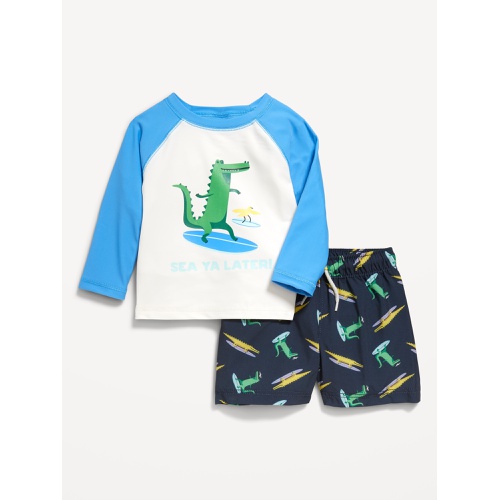 올드네이비 Graphic Rashguard Swim Top and Trunks for Baby