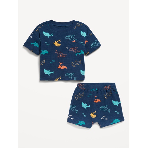 올드네이비 Printed Thermal-Knit Pocket T-Shirt and Shorts Set for Baby