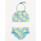 Printed Beaded Halter Bikini Swim Set for Girls