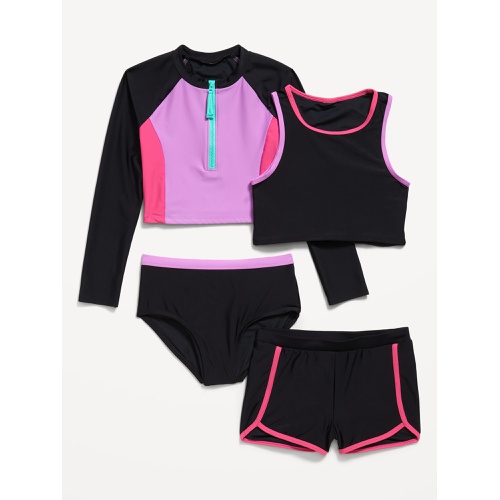 올드네이비 4-Piece Half-Zip Rashguard Swim Set for Girls Hot Deal