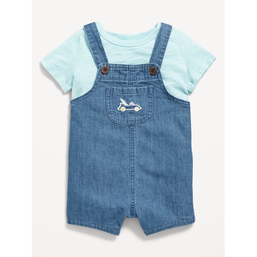 올드네이비 Little Navy Organic-Cotton T-Shirt and Overalls Set for Baby
