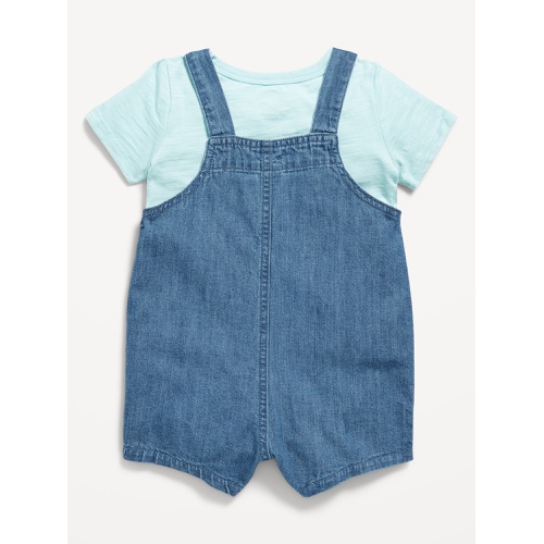 올드네이비 Little Navy Organic-Cotton T-Shirt and Overalls Set for Baby