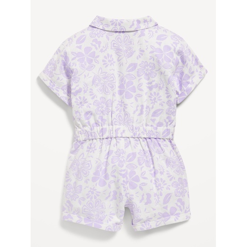 올드네이비 Short-Sleeve Linen-Blend Tie-Front Romper for Toddler Girls Hot Deal