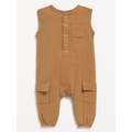 Sleeveless Henley Pocket One-Piece Jumpsuit for Baby Hot Deal