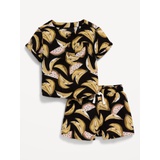 Printed Double-Weave Henley Top and Shorts Set for Baby Hot Deal