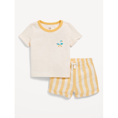 올드네이비 Little Navy Organic-Cotton Graphic T-Shirt and Shorts Set for Baby