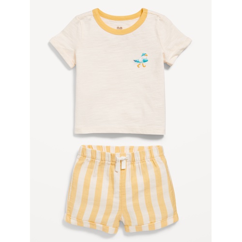 올드네이비 Little Navy Organic-Cotton Graphic T-Shirt and Shorts Set for Baby
