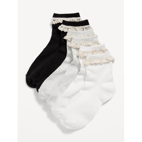 올드네이비 Ruffle-Trim Quarter-Crew Socks 3-Pack for Girls