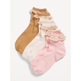 Ruffle-Trim Quarter-Crew Socks 3-Pack for Girls