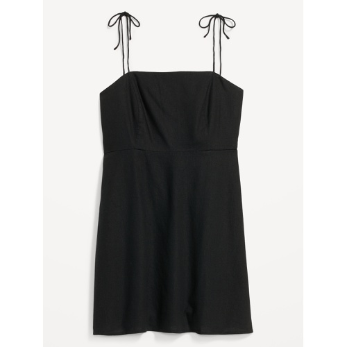 올드네이비 Fit & Flare Tie-Strap Linen-Blend Mini Dress