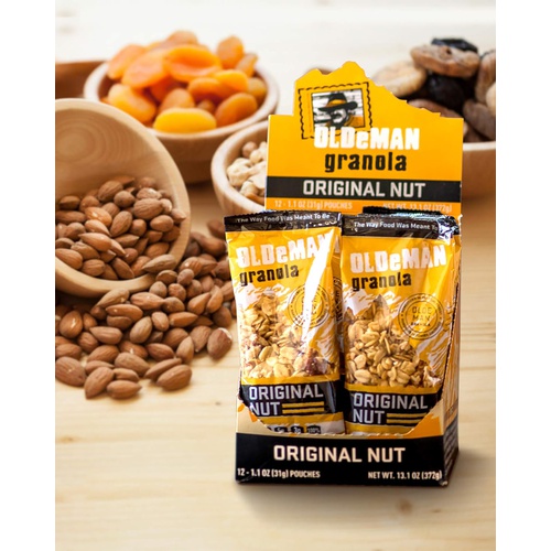  Olde Man Granola Olde Man Original Nut Granola - Gluten-Free, Non-GMO, 12 To-Go Pouches - Handmade Healthy Granola with Whole Grain Oats, Butter, Brown Sugar in USA