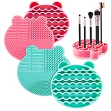 Makeup Brush Cleaning Mat, Omew 2 in 1 Silicone Makeup Brush Cleaner Dryer Tray Brushes Drying Rack Holder Travel Portable Cosmetic Brush Scrubber Pad Cleaning Washing Tool 2 Pack