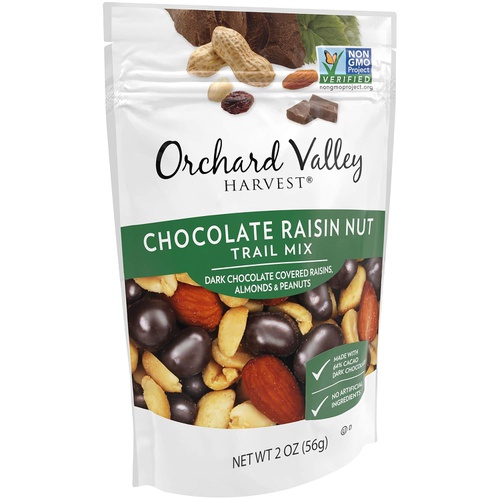  ORCHARD VALLEY HARVEST Chocolate Raisin Nut Trail Mix, 2 oz (Pack of 14), Non-GMO, No Artificial Ingredients