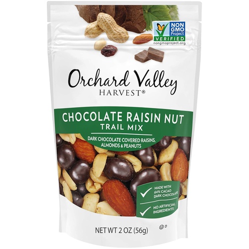  ORCHARD VALLEY HARVEST Chocolate Raisin Nut Trail Mix, 2 oz (Pack of 14), Non-GMO, No Artificial Ingredients