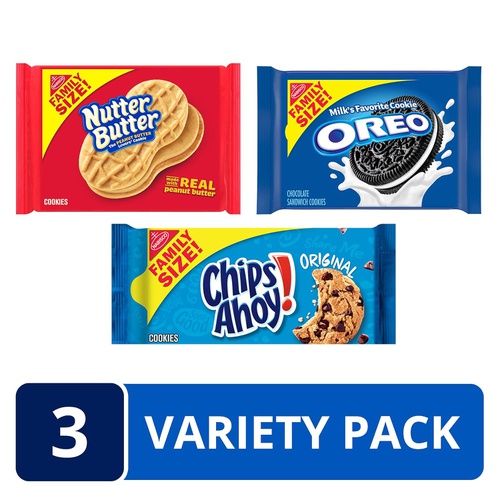  Oreo (ORMT9) OREO, CHIPS AHOY! & Nutter Butter Cookie Variety Pack, Family Size, 3 Packs