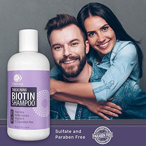  Osensia Thickening Biotin Shampoo for Hair Growth - Sulfate and Paraben Free Shampoo - Aloe Vera, Color Safe, Anti Hair Loss Shampoo For Men and Women Prevents Breakage, Boosts Thicker Hai