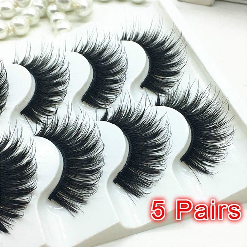  Outopen 3D Soft Mink False Eyelashes Fluffy Wispy Thick Eye Lashes Full Strips Makeup Tools 5 Pairs (H10)