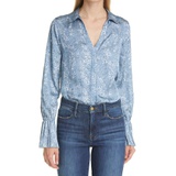 PAIGE Abriana Animal Print Satin Blouse_FADED DENIM