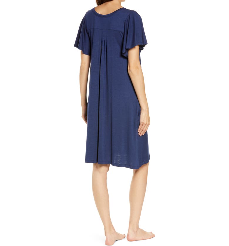  Papinelle Paninelle Flutter Sleeve Pleated Stretch Modal Nightgown_NAVY