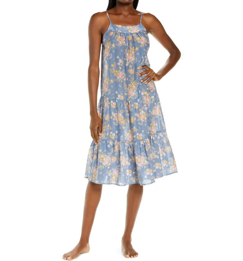 Papinelle Loulou Tiered Cotton & Silk Nightgown_INDIGO