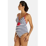 Pez DOr Palm Springs One-Piece Maternity Swimsuit_NAVY/ RED