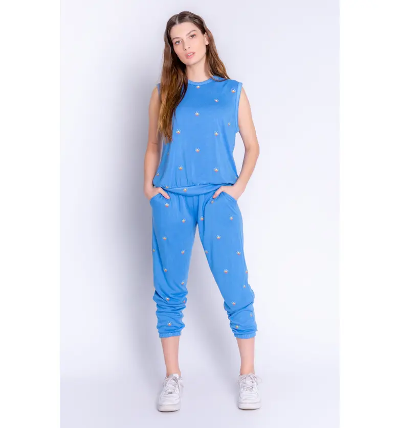  PJ Salvage Sunset Embroidery Lounge Pants_BRIGHT BLUE