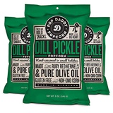 POP DADDY ·POPCORN· Pop Daddy Dill Pickle, 5 oz Gluten Free Hand Seasoned Ruby Red Kernels Popcorn Snacks with Olive Oil (3 Pack)
