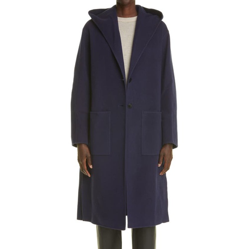  Proenza Schouler White Label Hooded Virgin Wool & Cashmere Blend Double Face Coat_NAVY